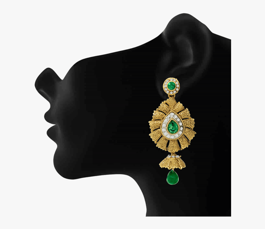 Traditional Ethnic Green Flame Dangler Earrings With - Earrings, HD Png Download