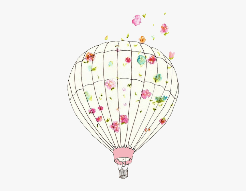 Art Pink Floral Transparent Bubblegum Overlay Hot Air - Cute Hot Air Balloon, HD Png Download