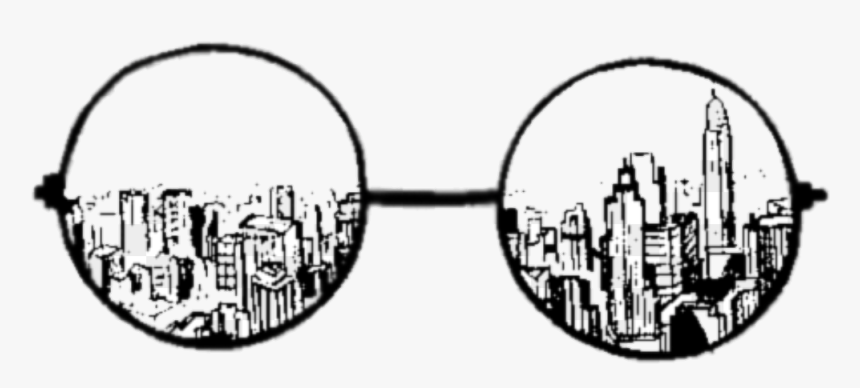 Tumblr Glasses Sticker - Glasses With View Drawing, HD Png Download