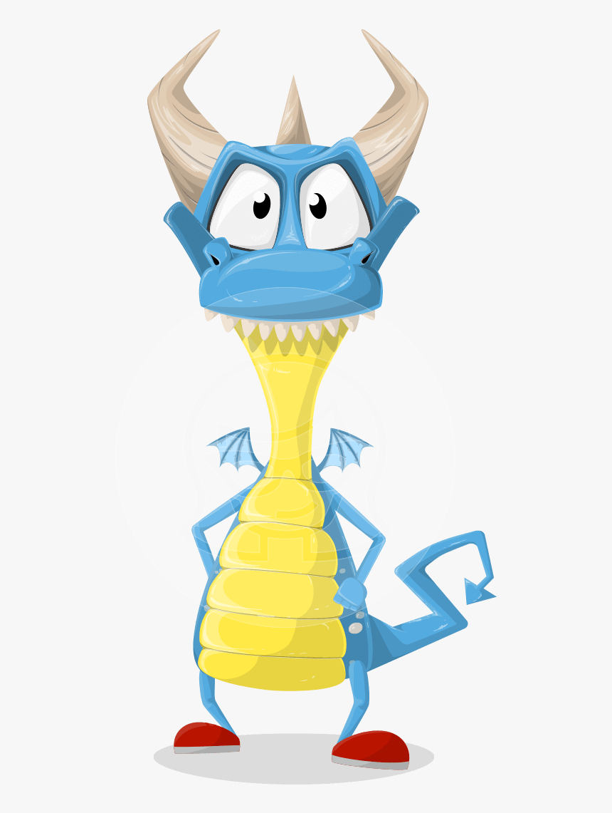 Flat Dragon Vector Cartoon Character Aka Herman Dragon-cool - Dragon Cartoon Vector, HD Png Download