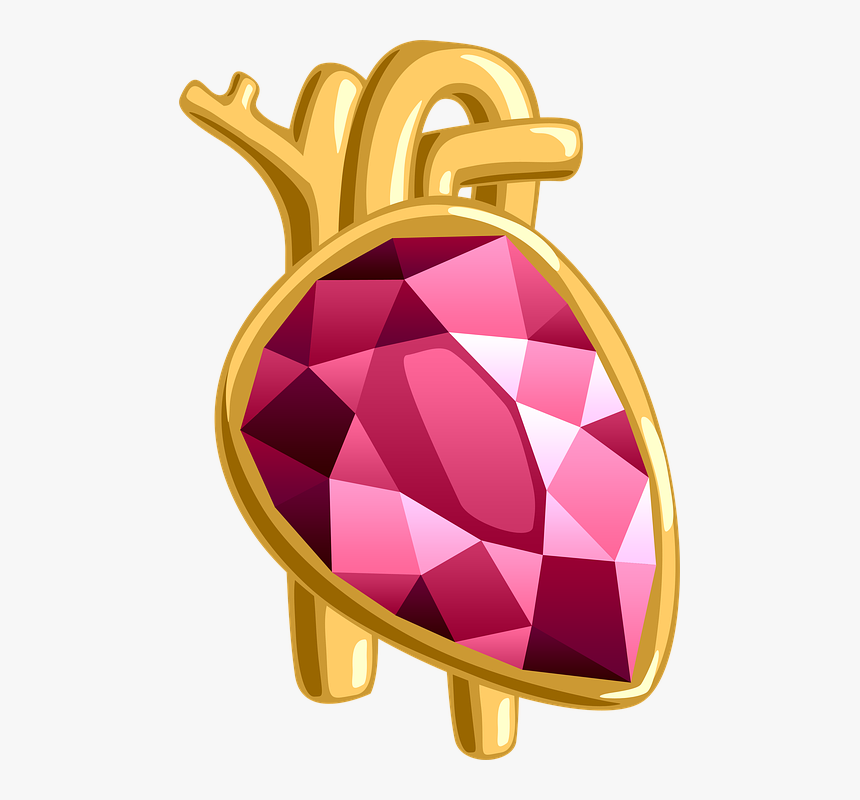 Jewel, Golden, Heart, Anatomical, Ruby, Gems, Gem - Illustration, HD Png Download