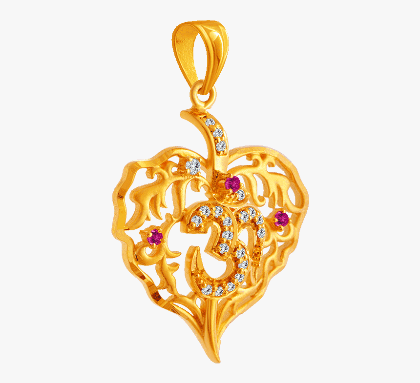 22kt Yellow Gold, American Diamond And Ruby Pendant - Locket, HD Png Download