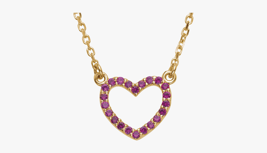 14k Gold Ruby Heart Necklace - Necklace, HD Png Download