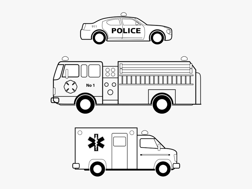 Line Art,angle,compact Car - Fire Truck Line Art, HD Png Download