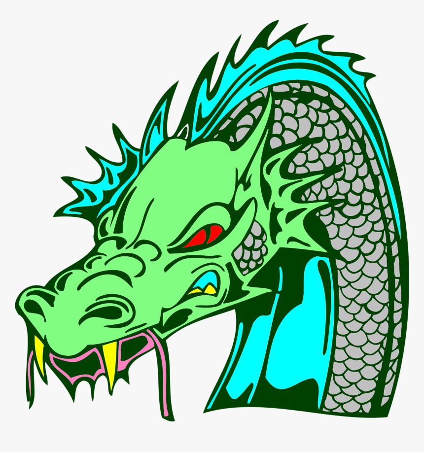 Horns Clipart Dragon - Green Dragon Head Png, Transparent Png