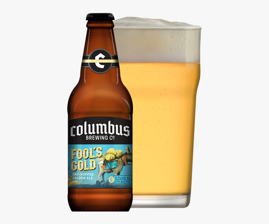 Cbc Fool S Gold Bottle And Glass - Go Kart Ghost Beer, HD Png Download