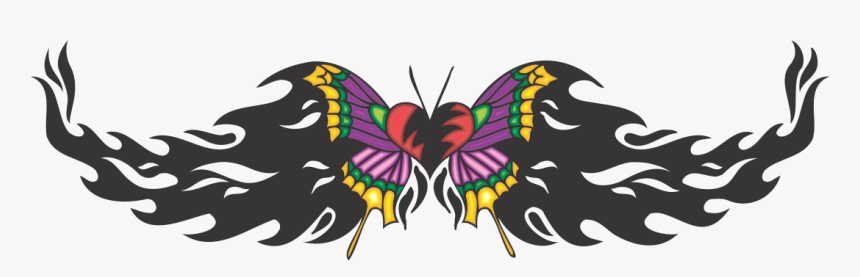 Tribal Butterfly Tattoo Colored Decal - Tattoo Color Png Transparent, Png Download