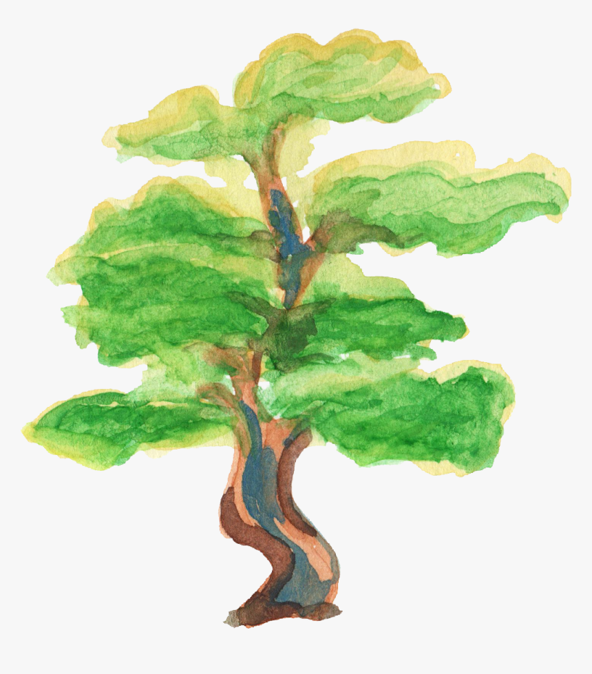 Watercolor Tree Oak Free, HD Png Download