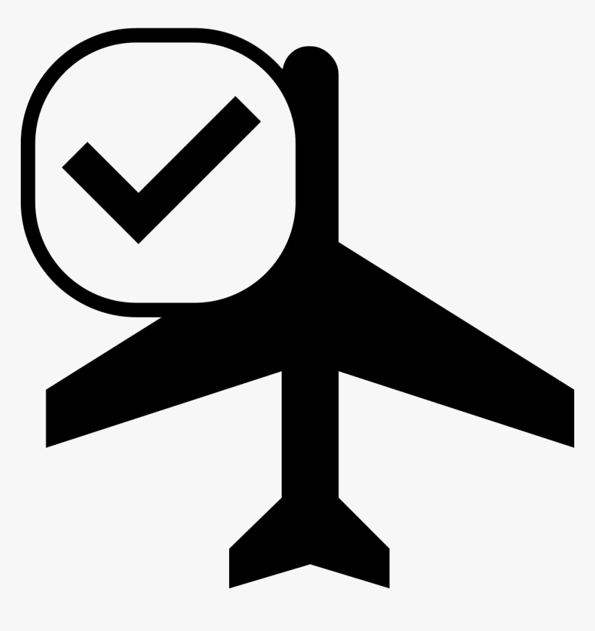 Airplane With Check Mark - Silhouette Airplane Without Background, HD Png Download