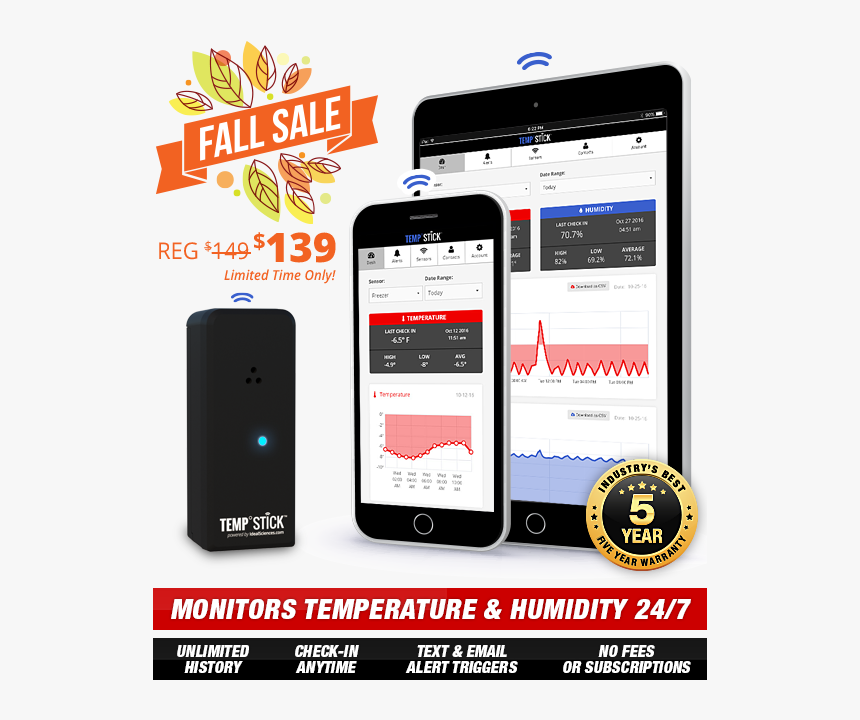 Temp Stick Wifi Temperature Monitor By Ideal Sciences - Temperature Sensor Wifi Phone, HD Png Download