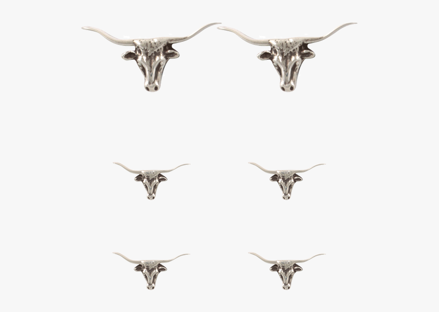 Pinto Ranch Longhorn Silver Cufflinks And Stud Set - Texas Longhorn, HD Png Download