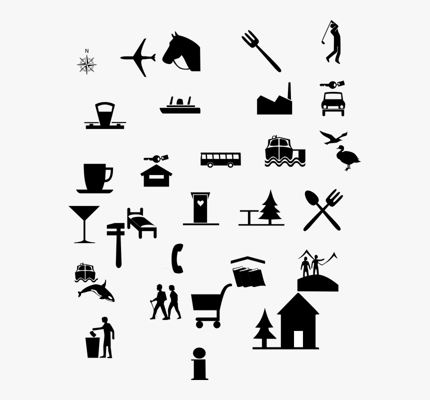 Icons, Symbols, Signs, Set, Travel, Accommodations - Tourism And Hospitality Png, Transparent Png