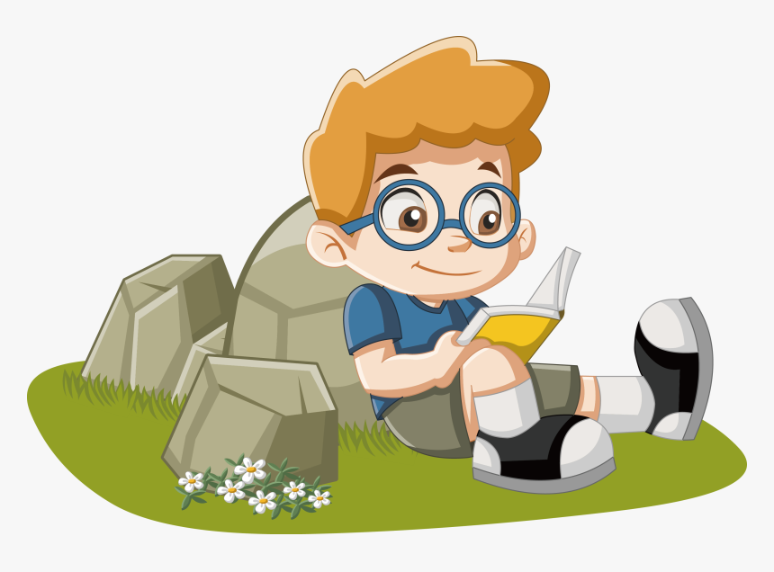 Transparent Children Reading Clipart - Animated Boy Reading Png, Png Download