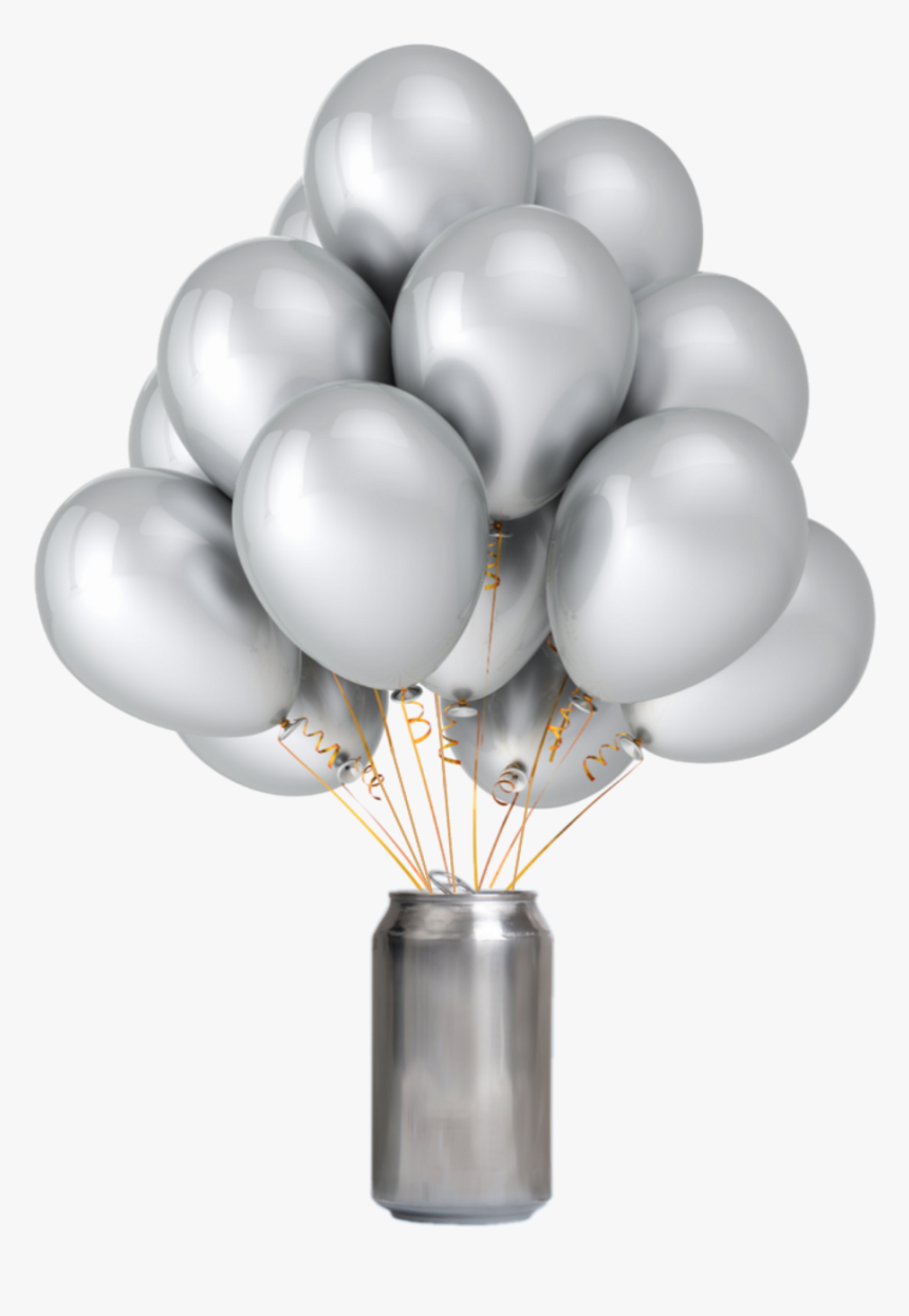 #silver #metal #silvermetalcan #balloons #can #partymetal - Transparent Png White Balloons Transparent Background, Png Download