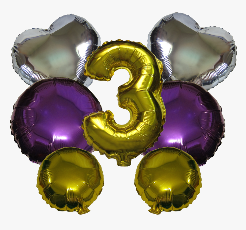 Mixed Shapes Number Mylar Balloons Gold Purple Silver - Mylar Balloons Purple And Gold, HD Png Download