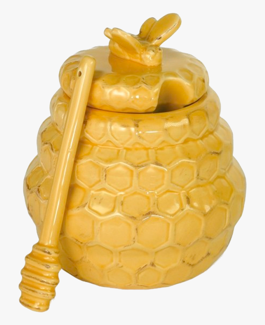 Honeycomb Honey Pot & Dipper - Honeycomb Pot, HD Png Download