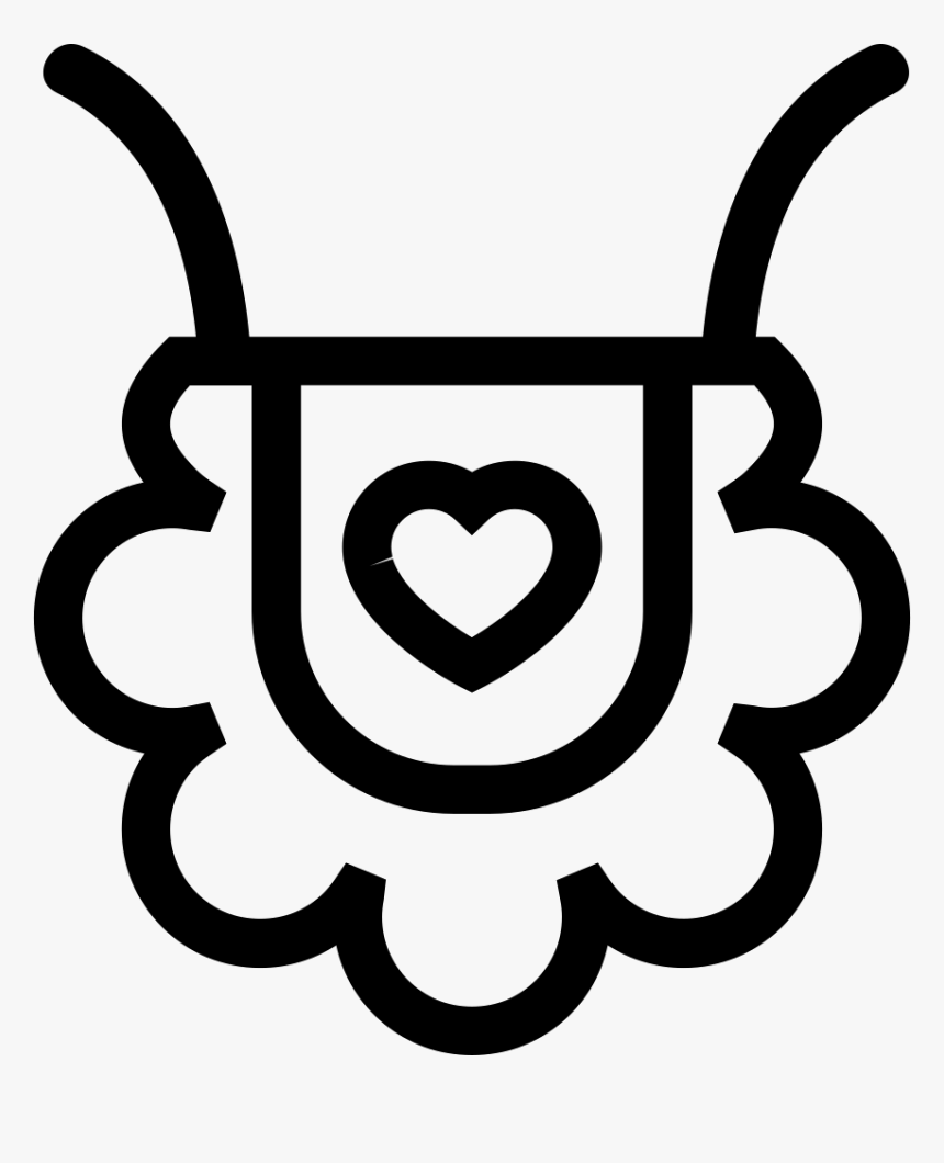 Baby Bib Outline With Heart Shape - Flower Icon, HD Png Download