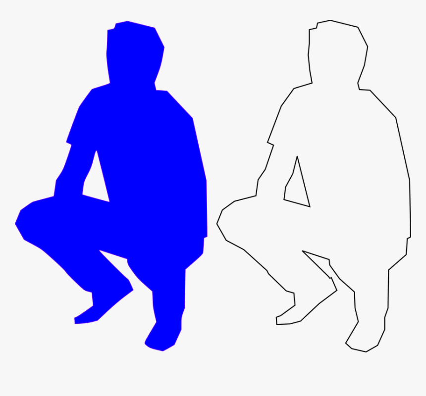 Squat Vector Deadlift - Squatting Silhouette, HD Png Download