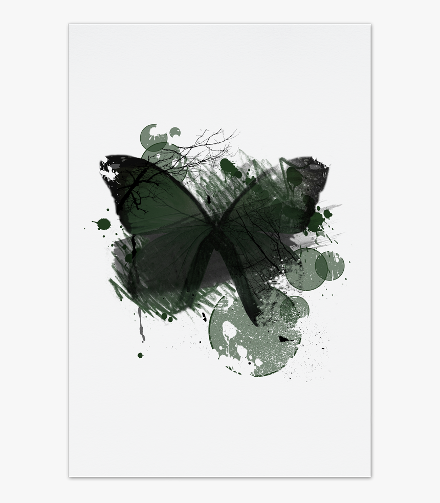 Green Butterfly Art Card - Art, HD Png Download