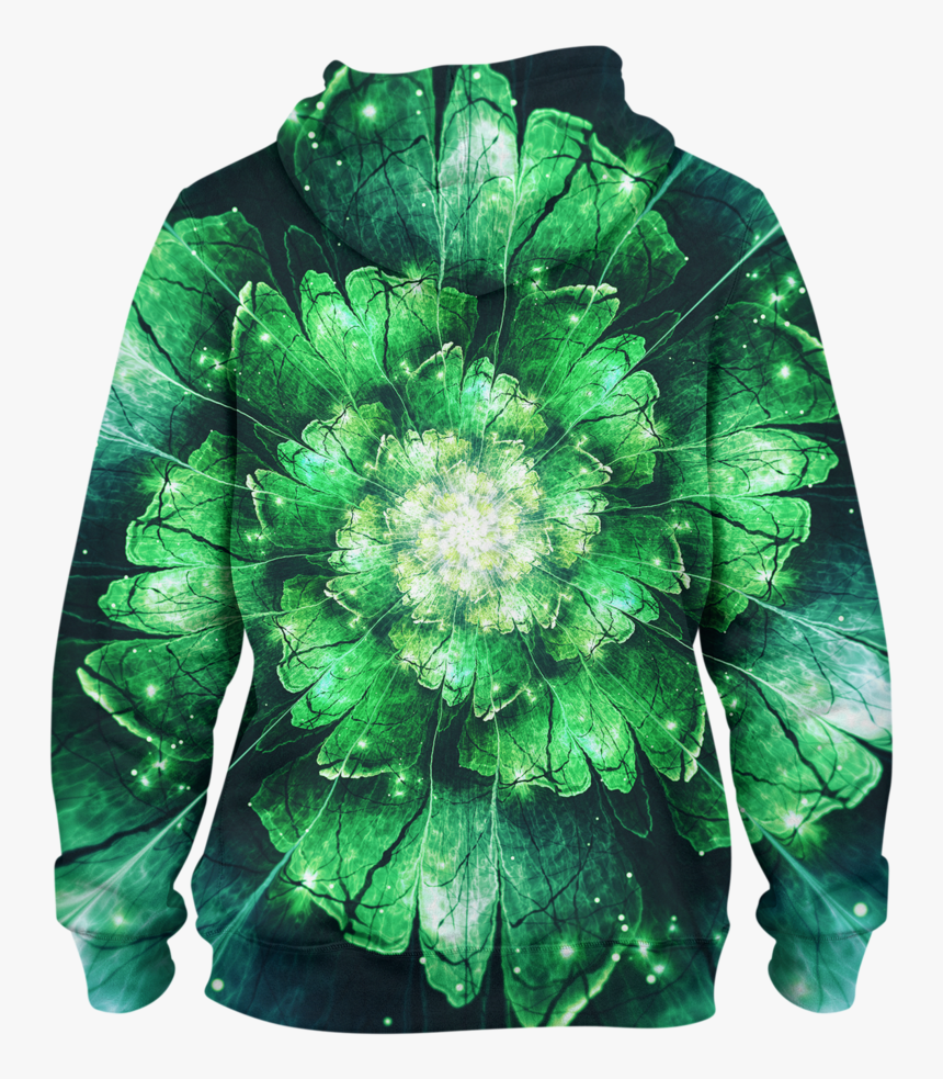 Green Flowers Pullover Hoodie - Artificial Flower, HD Png Download