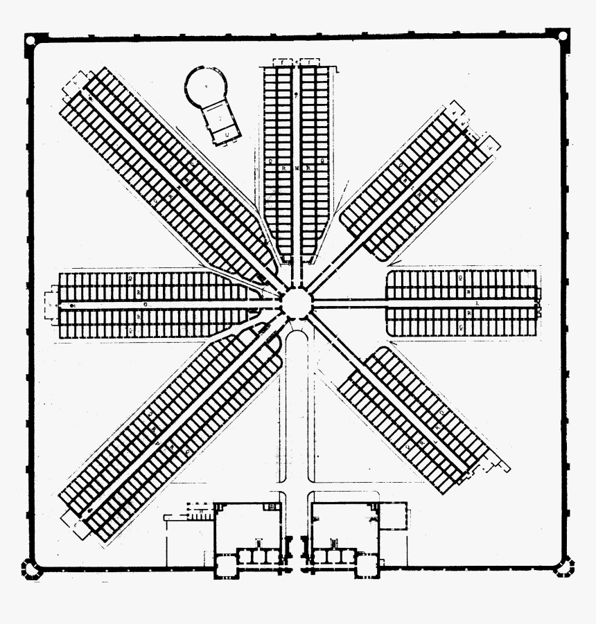 Eastern State Penitentiary Floor Plan 1836 - Eastern State Penitentiary Plan, HD Png Download
