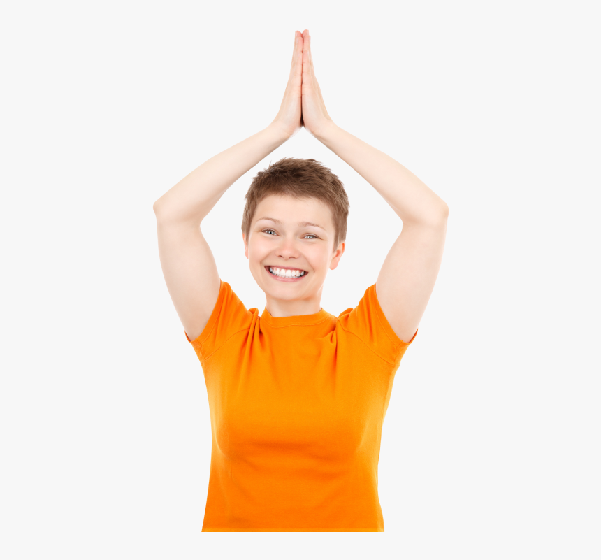 Happy Woman Joining Her Palms Together Png Image - Girl, Transparent Png
