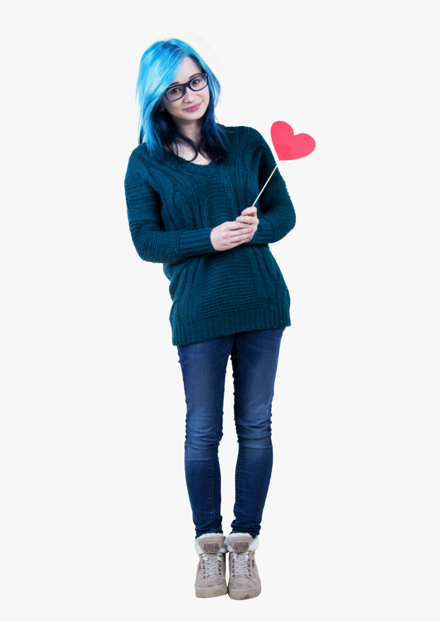 Young Happy Woman Hold Heart Png Image - Women Young Image Png, Transparent Png