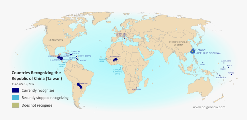 Map Of Countries That Recognize Taiwan, HD Png Download
