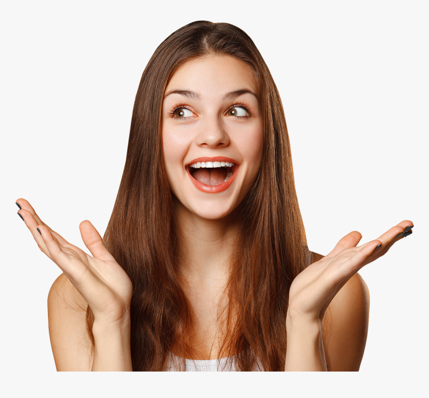 Surprised Happy Beautiful Woman Looking Sideways In - Happy Woman Png, Transparent Png