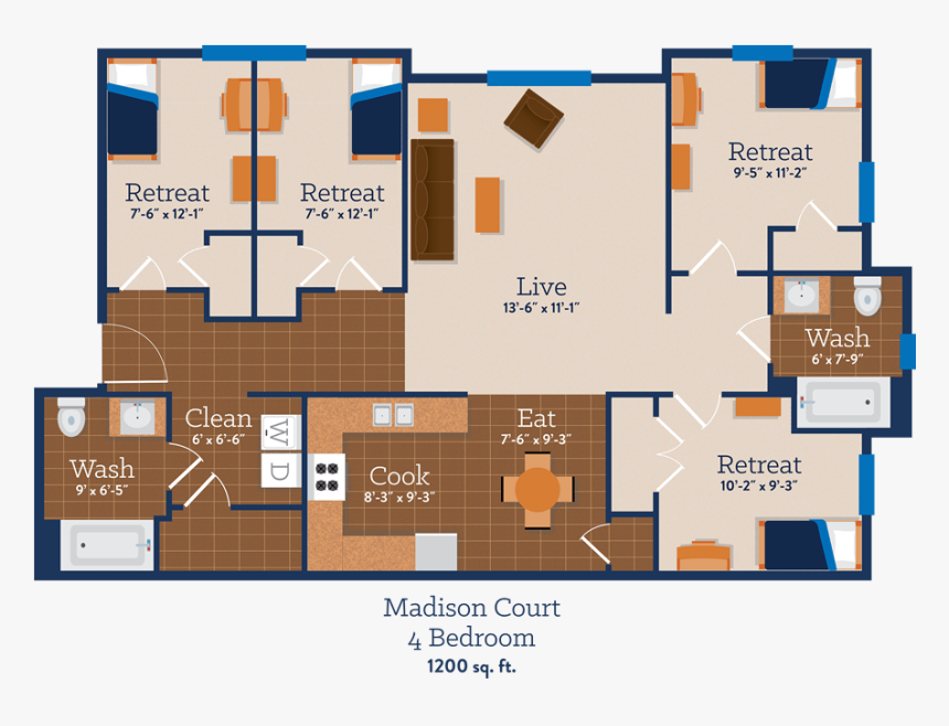Good Four Bedroom Floor Plan, HD Png Download