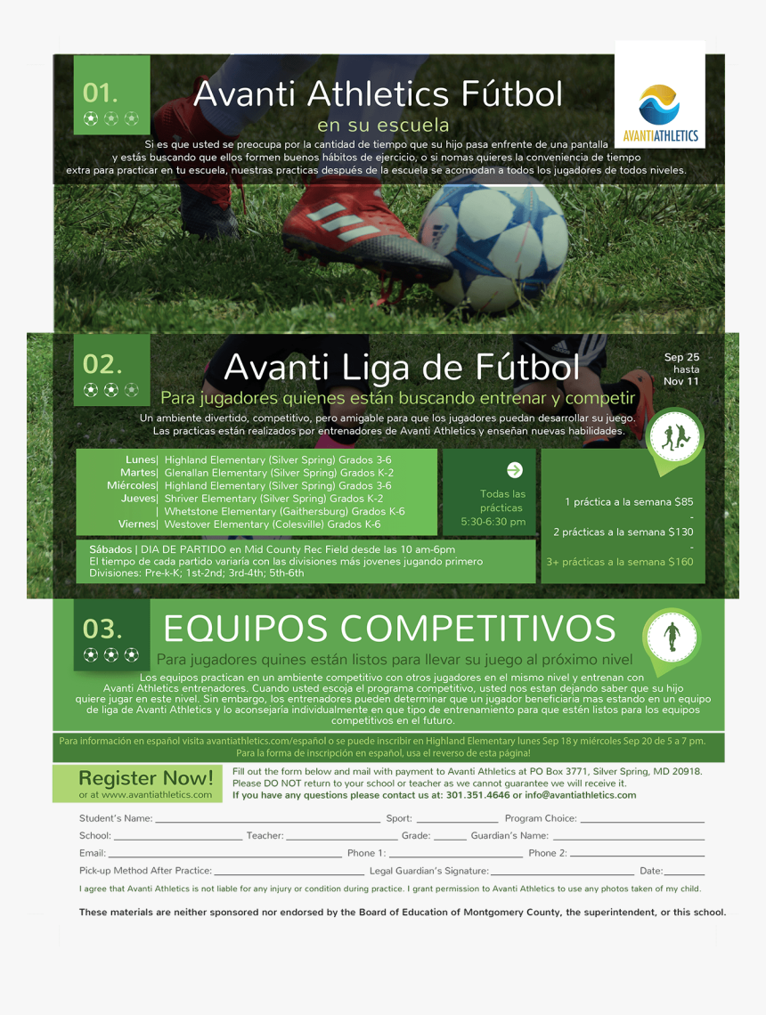 Información Para El Programa De Fútbol De Avanti Athletics - Artificial Turf, HD Png Download