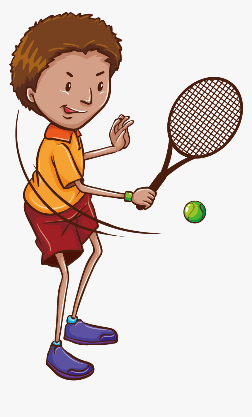 Tennis Player Drawing Illustration - Boy Sketch Simple, HD Png Download