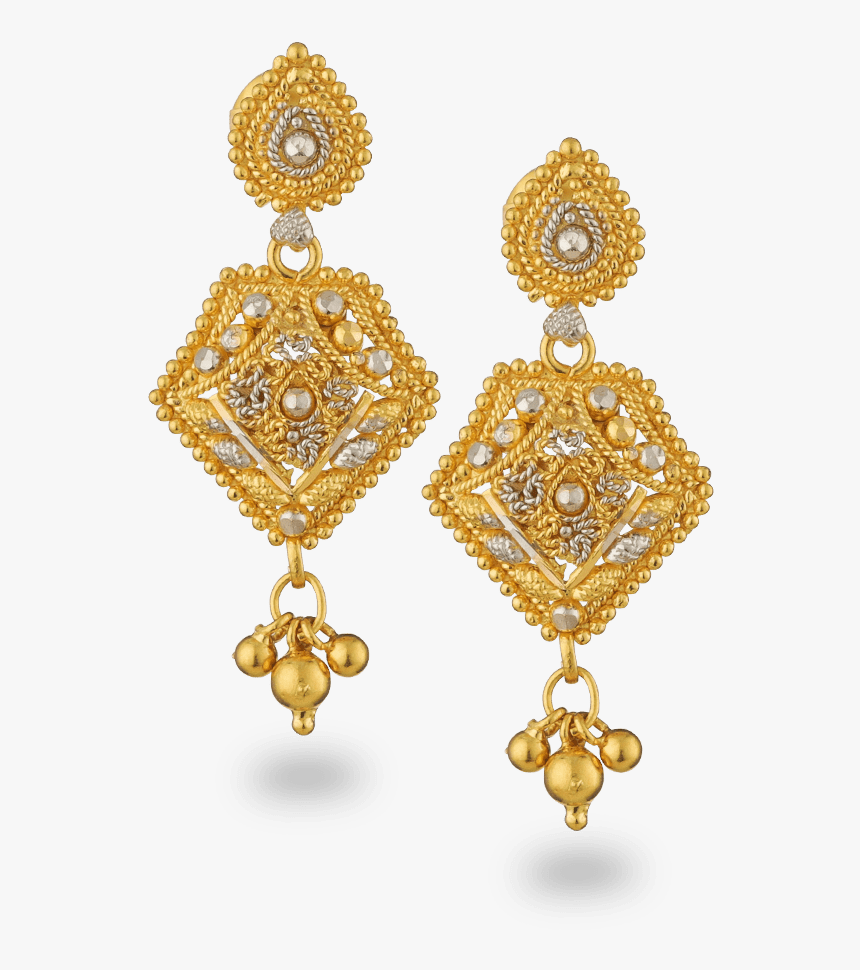 22ct Gold Filigree Earrings - Senco Gold Earrings Collection, HD Png Download