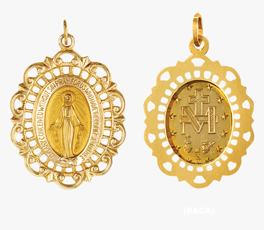 14k Gold Oval Miraculous Medallion In Filigree Frame - Earrings, HD Png Download