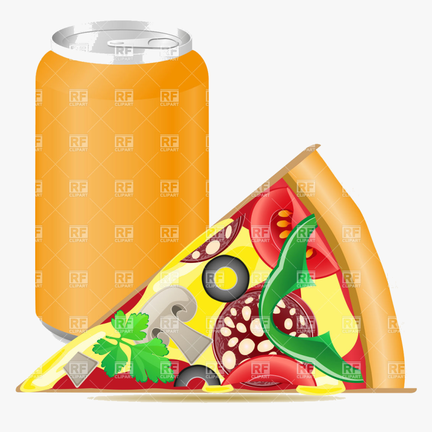 Soda Pizza And Aluminum Cans With Vector Image Illustration - Pizza And Pop Clip Art, HD Png Download
