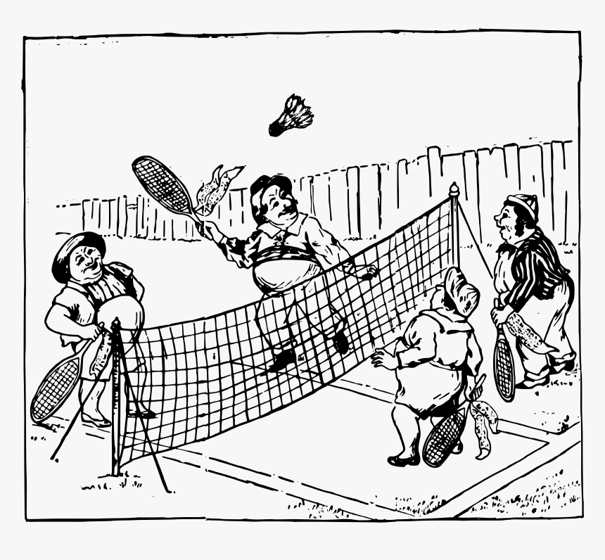 Badminton Clip Arts - Playing Badminton Black And White Cartoon, HD Png Download