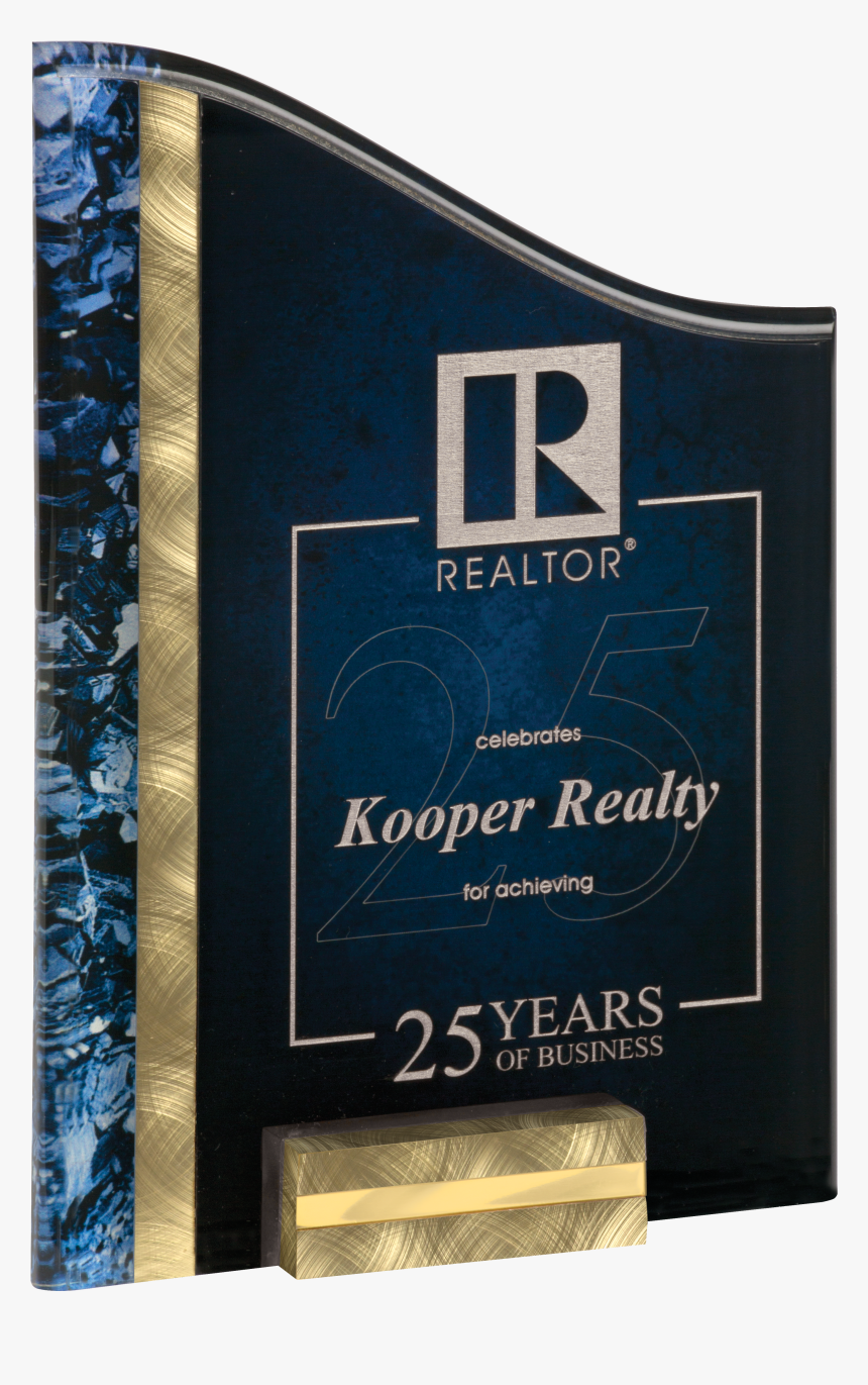 7″ X 10″ Gold & Blue Sunray Acrylic Award With Base, HD Png Download