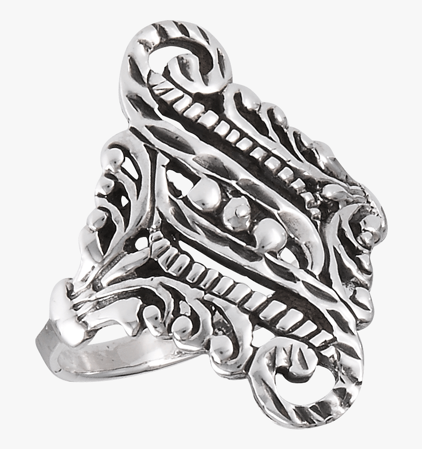 Sterling Silver Scrollwork Ring - Titanium Ring, HD Png Download