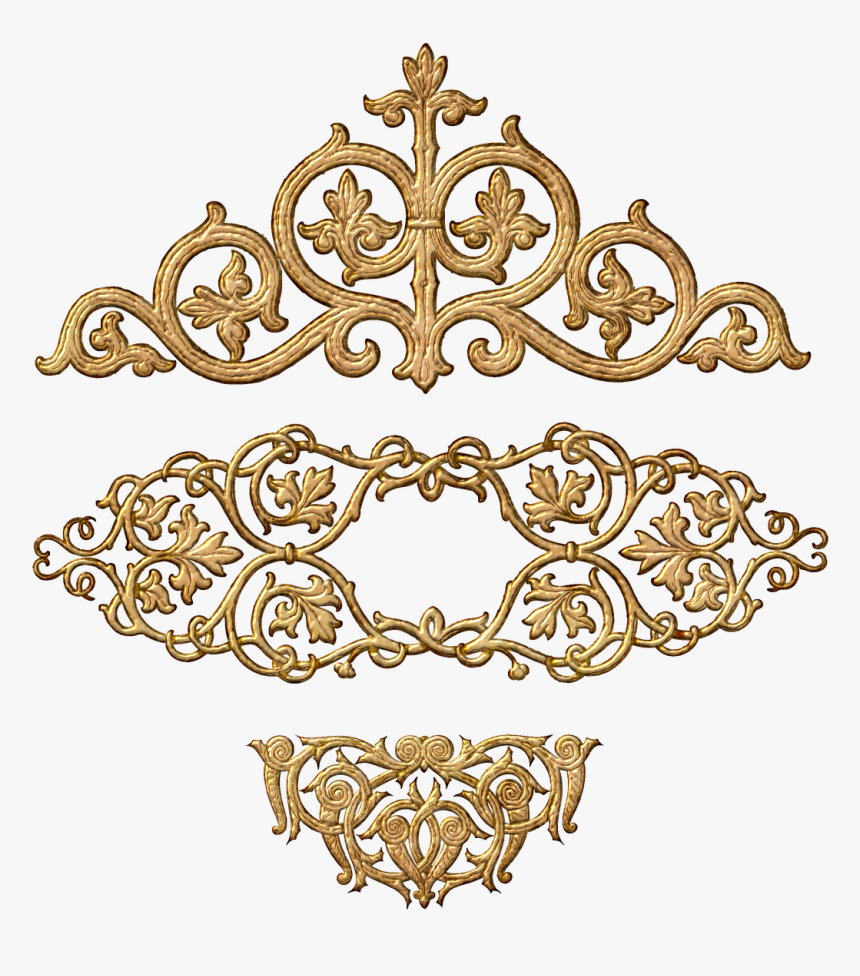 Gold Baroque Ornament Png, Transparent Png