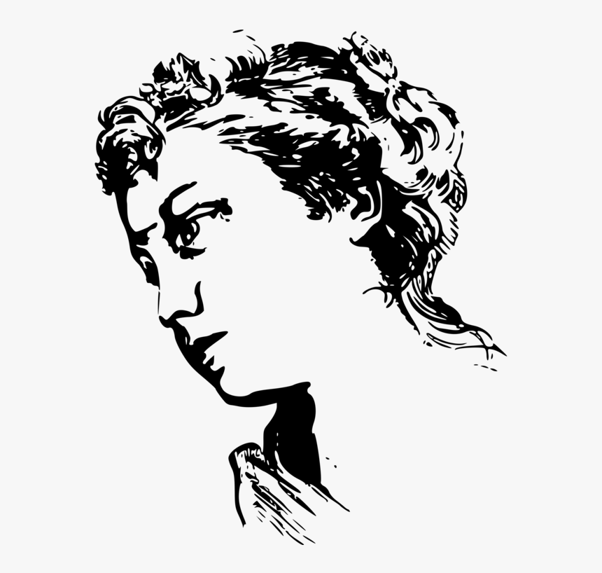 Face Drawing Woman Computer Icons Silhouette - Twarz Młodej Dziewczyny Ołówek, HD Png Download