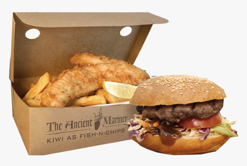 Fish And Chips Png -fast Food, Hd Png Download - Ancient Mariner Hamburger, Transparent Png