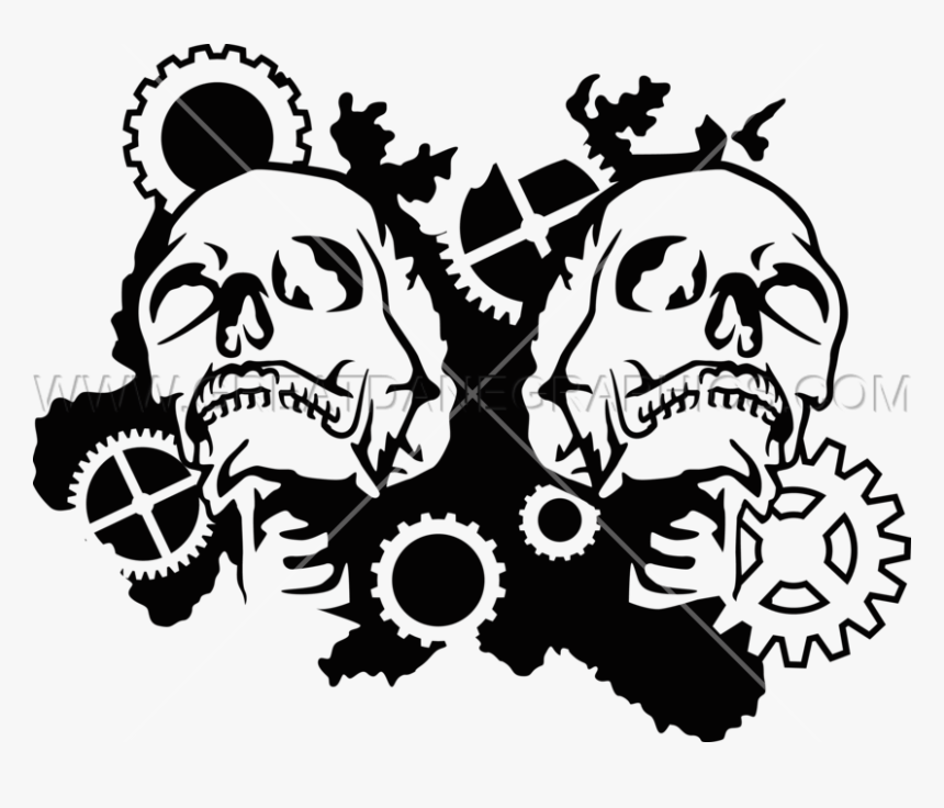 Clip Art Collection Free Gear Drawing - Skull Gear Png, Transparent Png