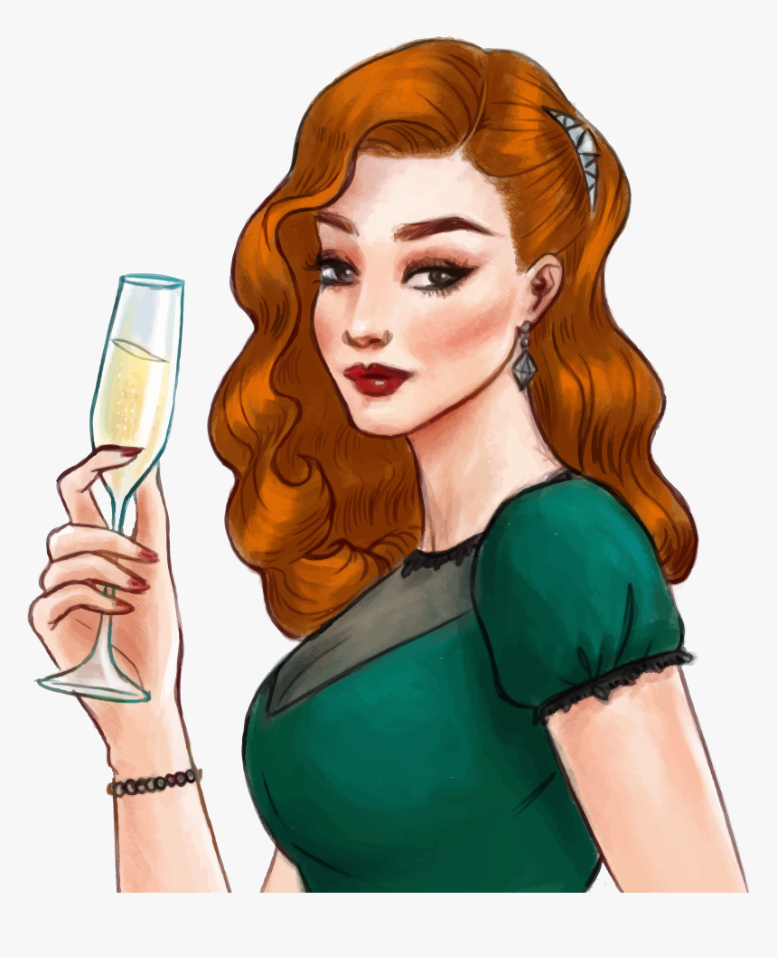 Euclidean Vector Woman Female Vintage Clothing - Girl With Champagne Clipart, HD Png Download