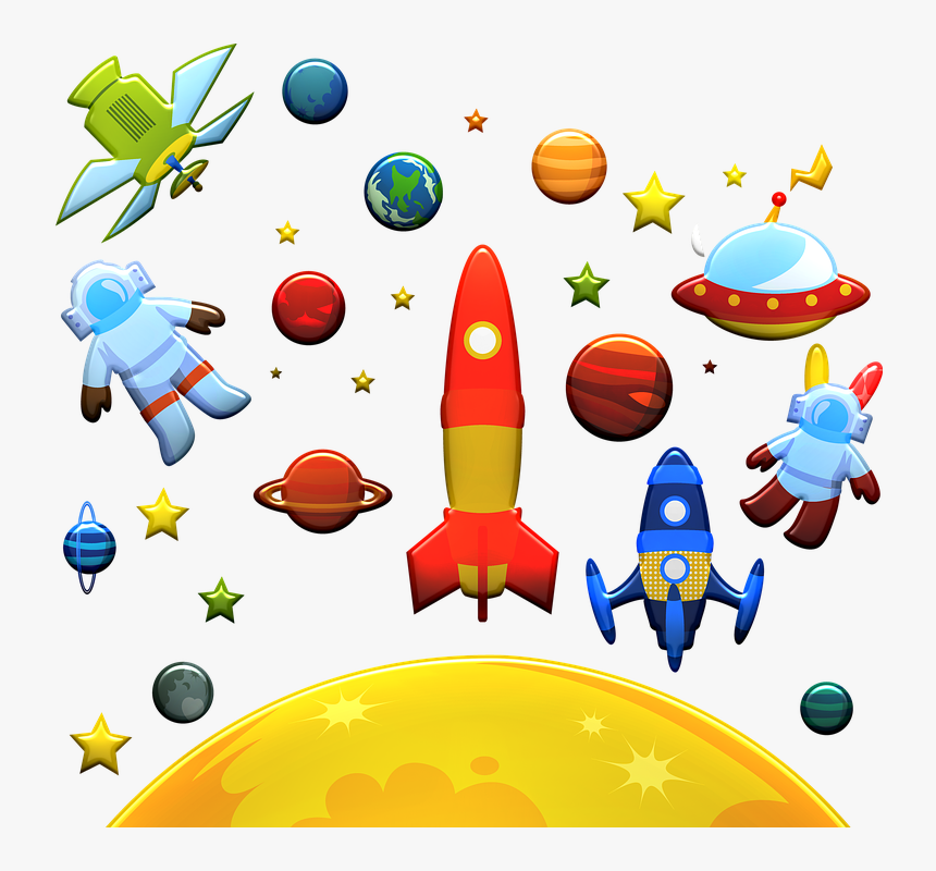 Astronaut, Space, Planets, Ufo, Extra-terrestrial, - ภาพ การ์ตูน นอก อวกาศ, HD Png Download