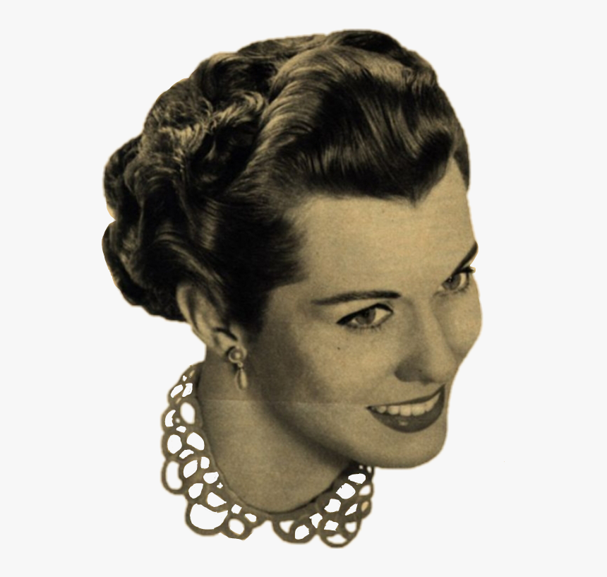 #woman #vintage #head #womanshead #smiling - Bun, HD Png Download