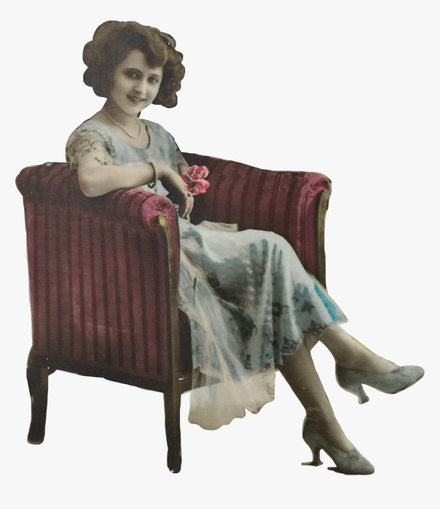 #retro #vintage #old #poster #woman #armchair #furniture - Sitting, HD Png Download