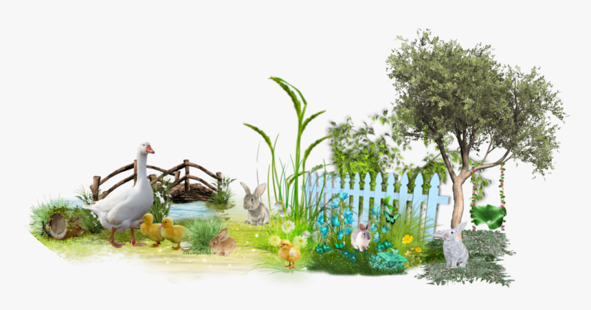 #easter #grass #scenery #ducks #tree #bridge #animals - Grass, HD Png Download