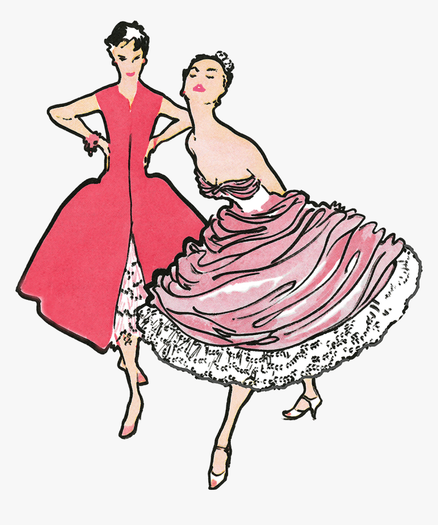 Woman In Pink Vintage Dresses - Pink Vintage Png, Transparent Png
