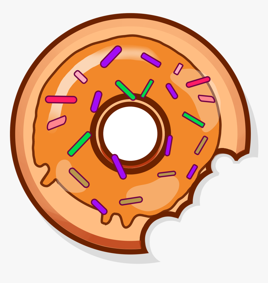 Donut Clipart Red - Half Eaten Donut Clipart, HD Png Download