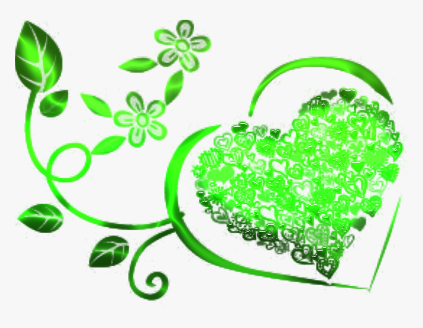 Transparent Green Heart Png - ハート が いっぱい イラスト, Png Download